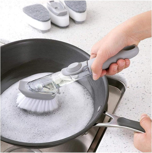 Medium White Liquid Dispenser Kitchen Cleaning Brush