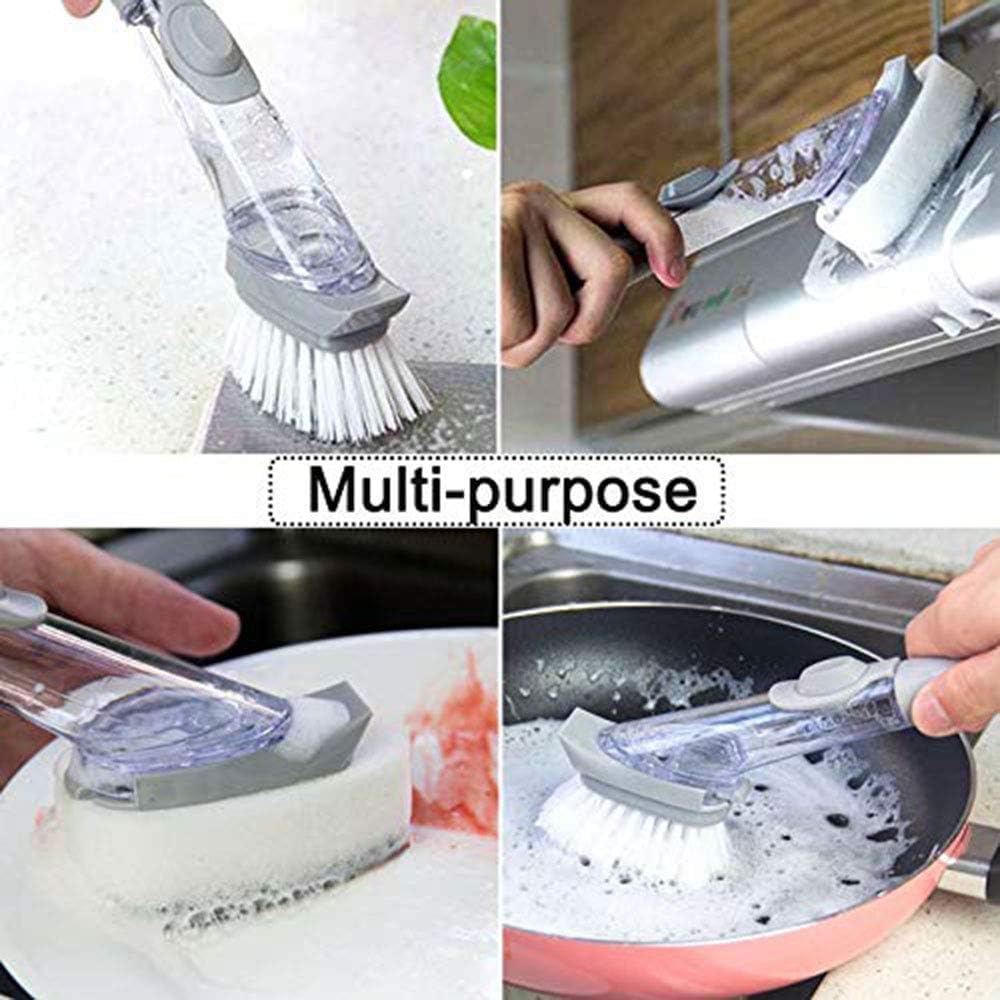 Medium White Liquid Dispenser Kitchen Cleaning Brush
