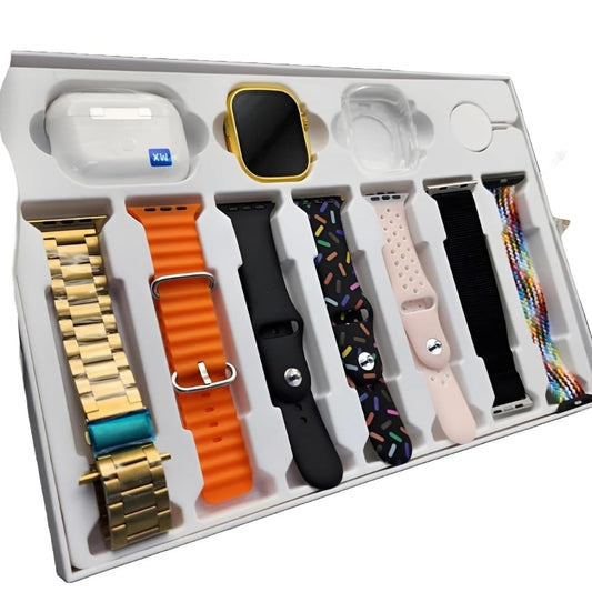 esportic (10 in 1 Set i20 Ultra MAX Suit SmartWatch + ear buds Pro with Transparent Screen Guard Watch with Seven Decorated Straps,Fitness & Outdoor, Health & Medical, Watchphone,(7 Multicolor Straps)