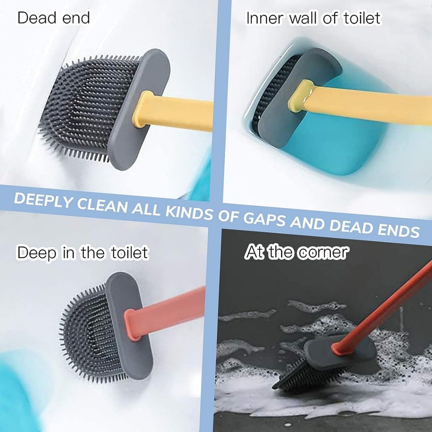 All-round clean toilet brush without dead ends Silicone toilet brush
